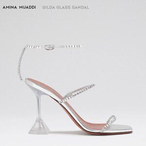 New With Tags Amina Muaddi  Size 7 Gilda Glass Sandal Transparent Pvc